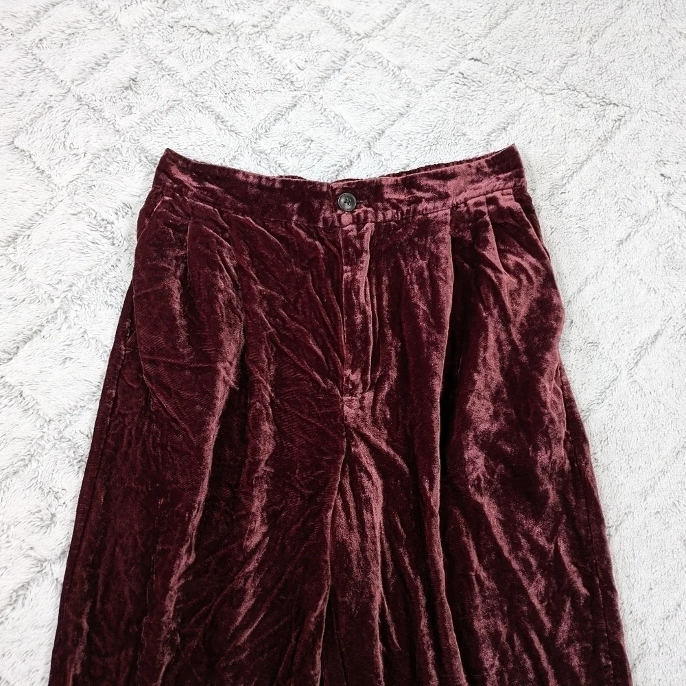 Madewell Pants Women's S Red Velvet Tapered Pleat Pull-On Relaxed High-Rise